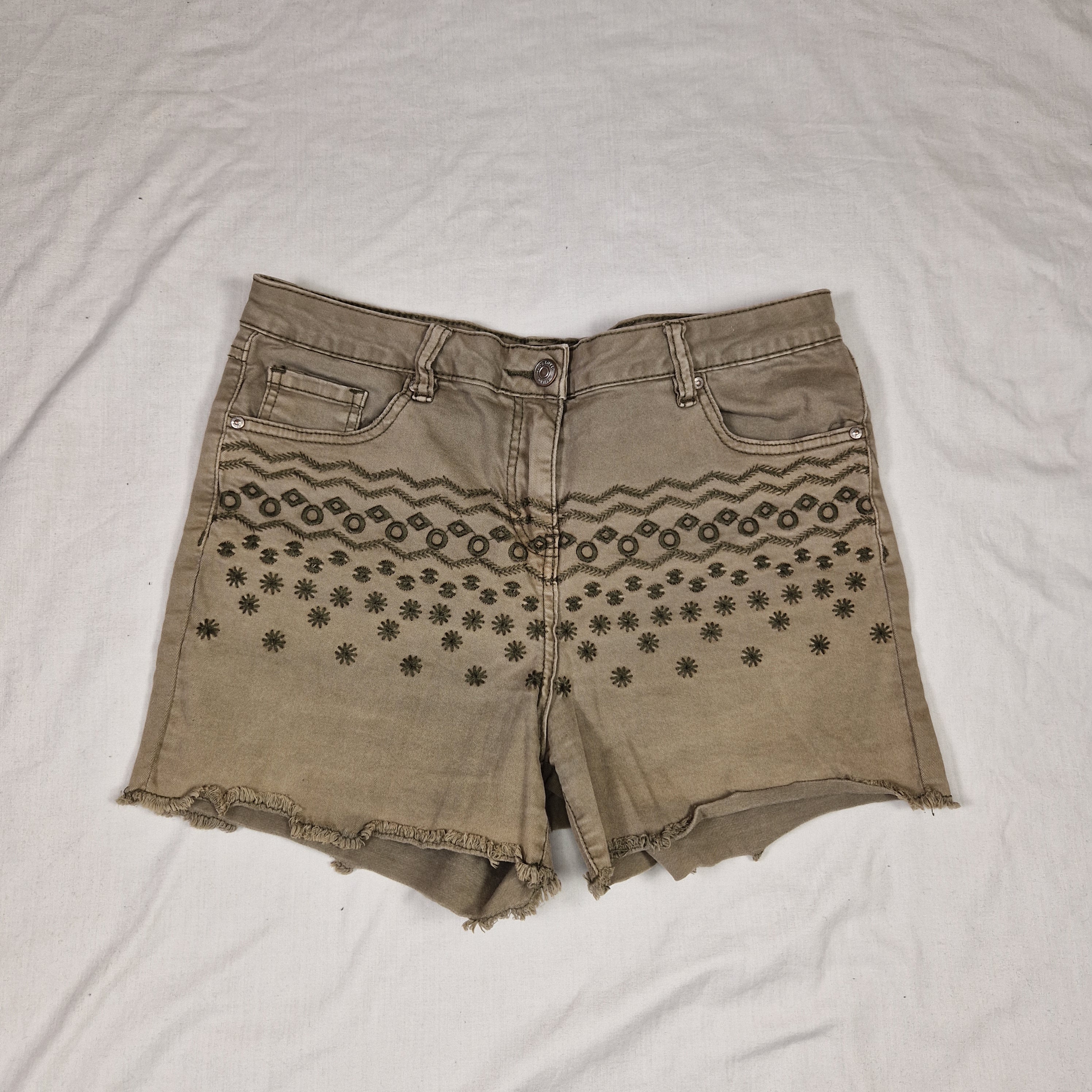 Unbranded Womens Brown Denim Shorts UK 12 W30 Cotton — Preloved