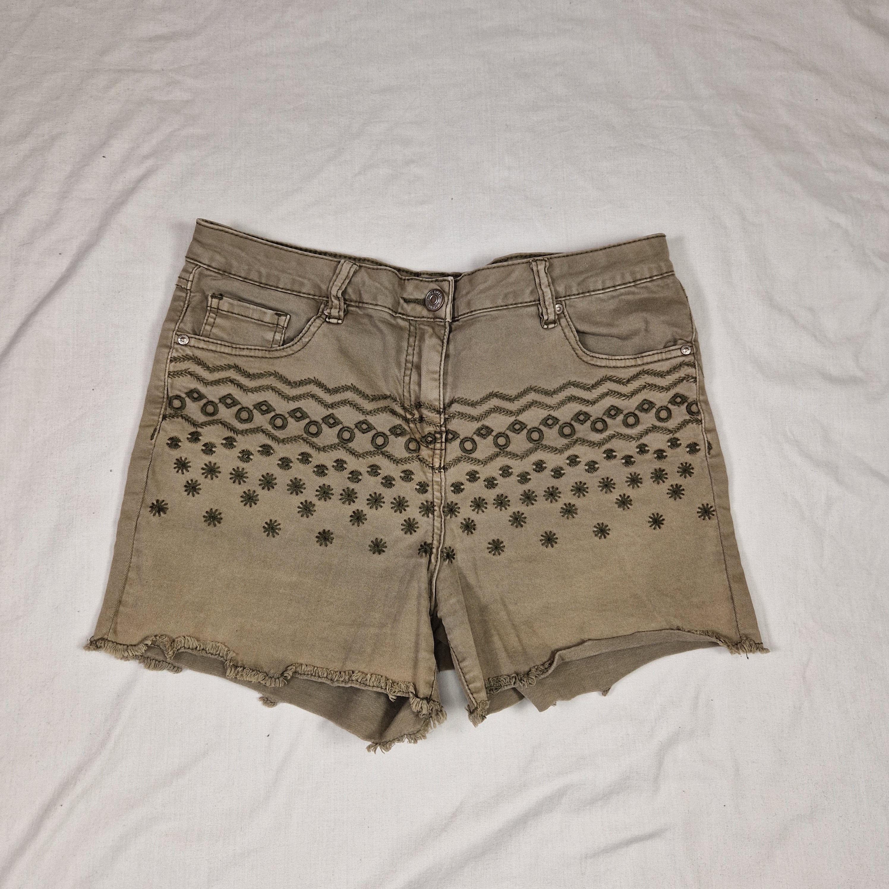 Unbranded Womens Brown Denim Shorts UK 12 W30 Cotton — Preloved