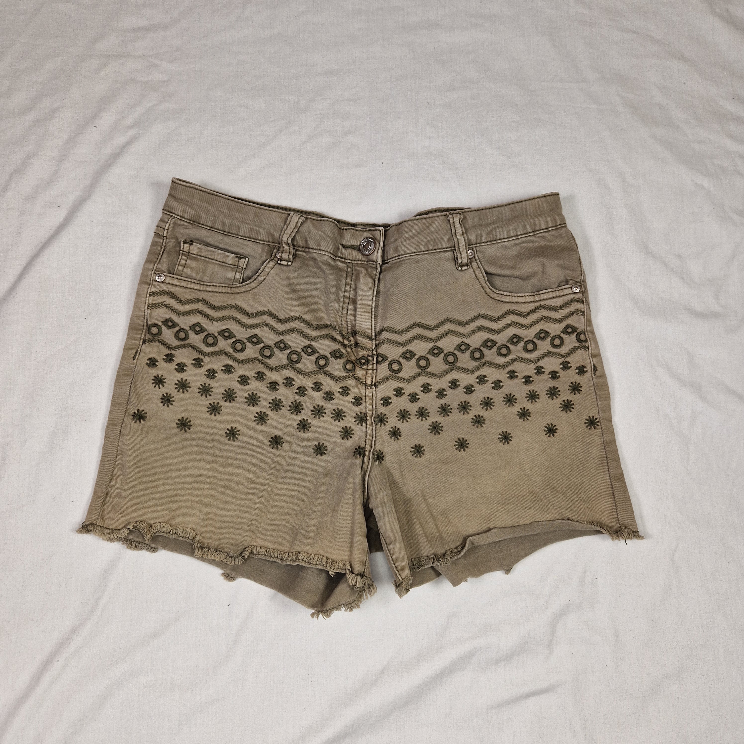 Unbranded Womens Brown Denim Shorts UK 12 W30 Cotton — Preloved