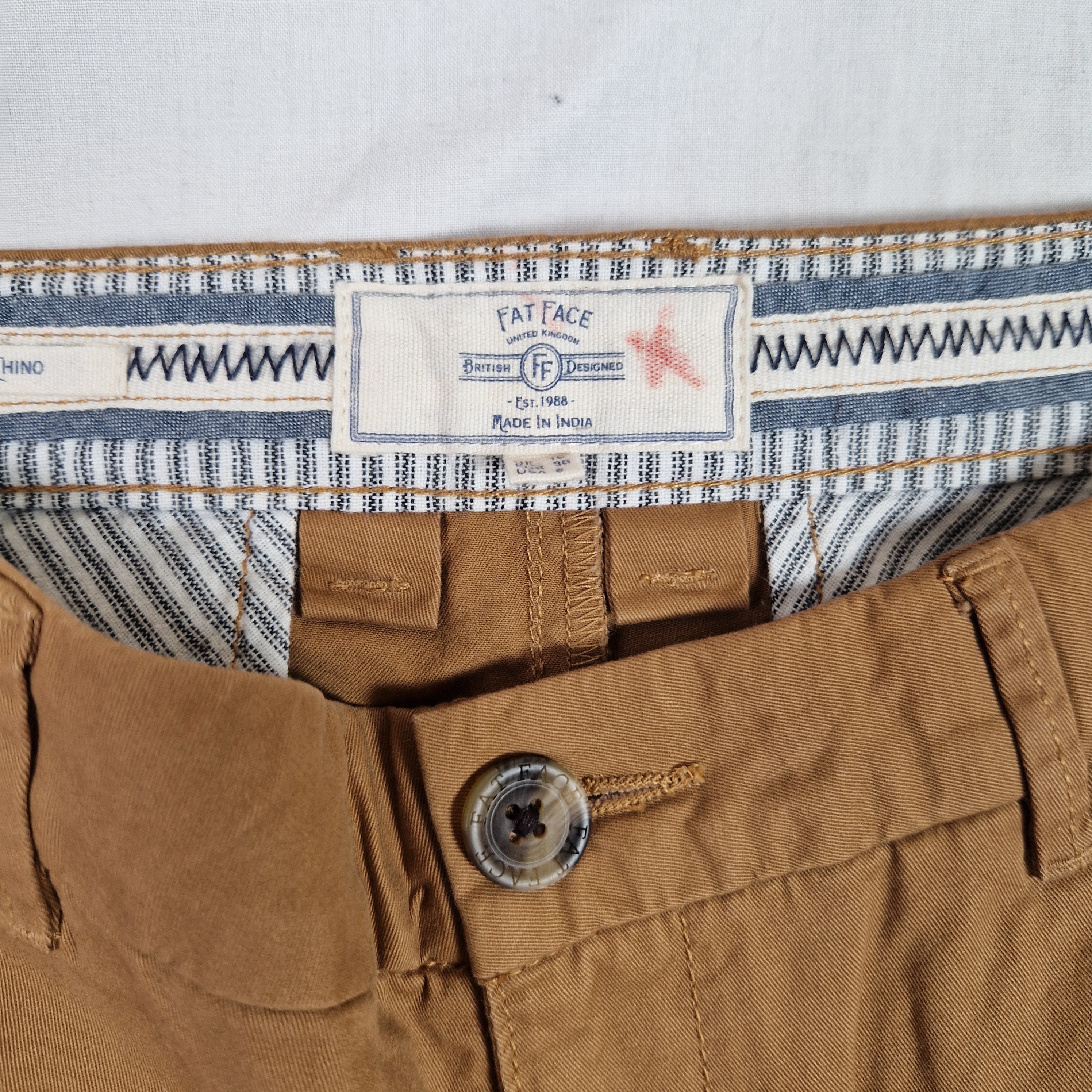 FatFace Womens Brown Cotton Chino Trousers UK 10 W30 L30 Preloved
