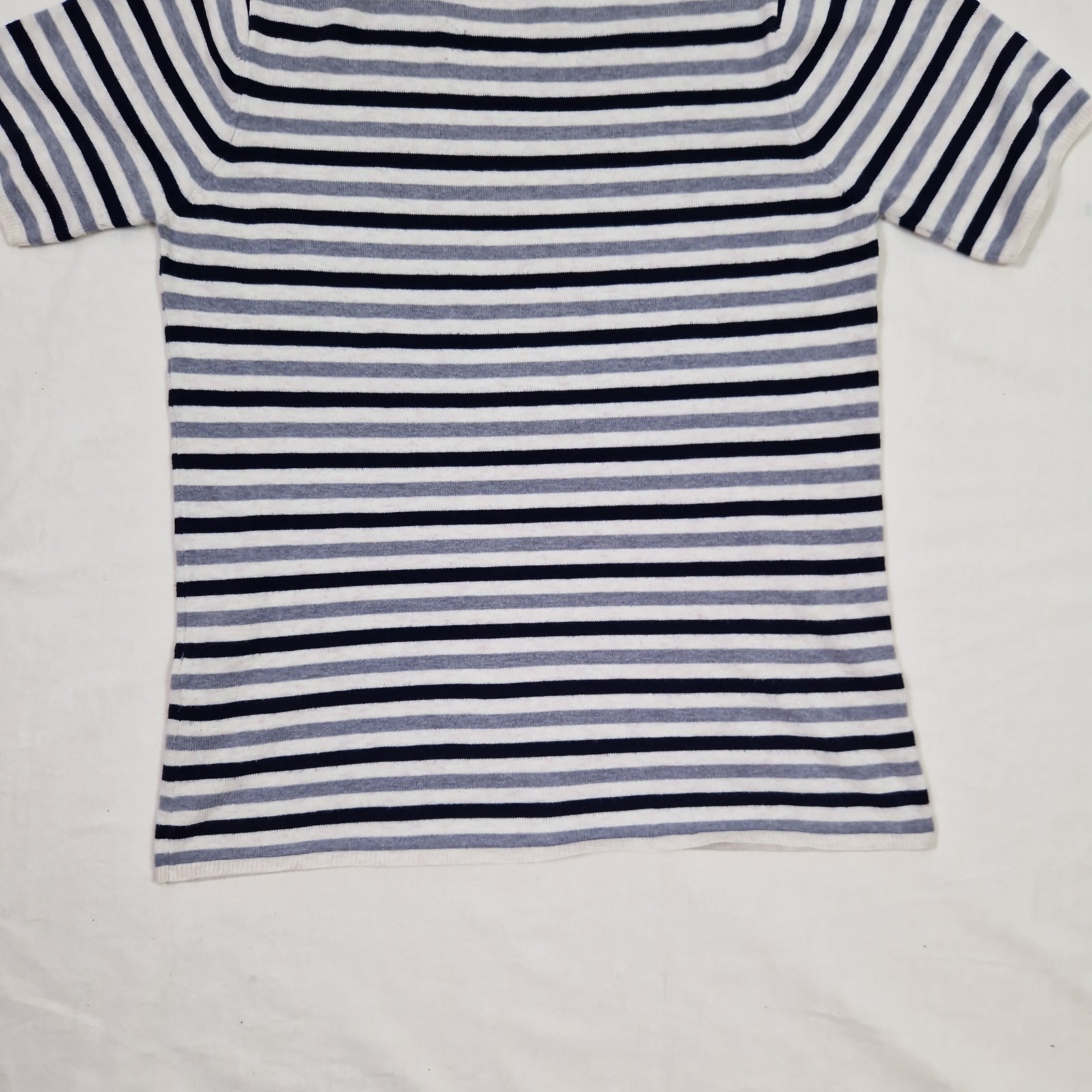 Dorothy Perkins Womens T Shirt striped black white grey cotton UK10