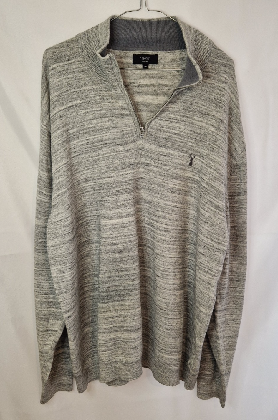Next Mens Quarter Zip Knit Jumper Pullover Grey UK 2XL
