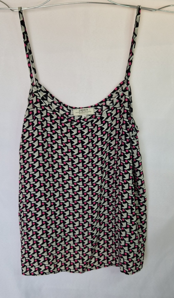 Papaya Womens Pink Geometric Cami Top UK 12 — Preloved