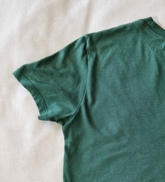 A close-up of a green H&M Divided short-sleeved cotton jersey t-shirt.