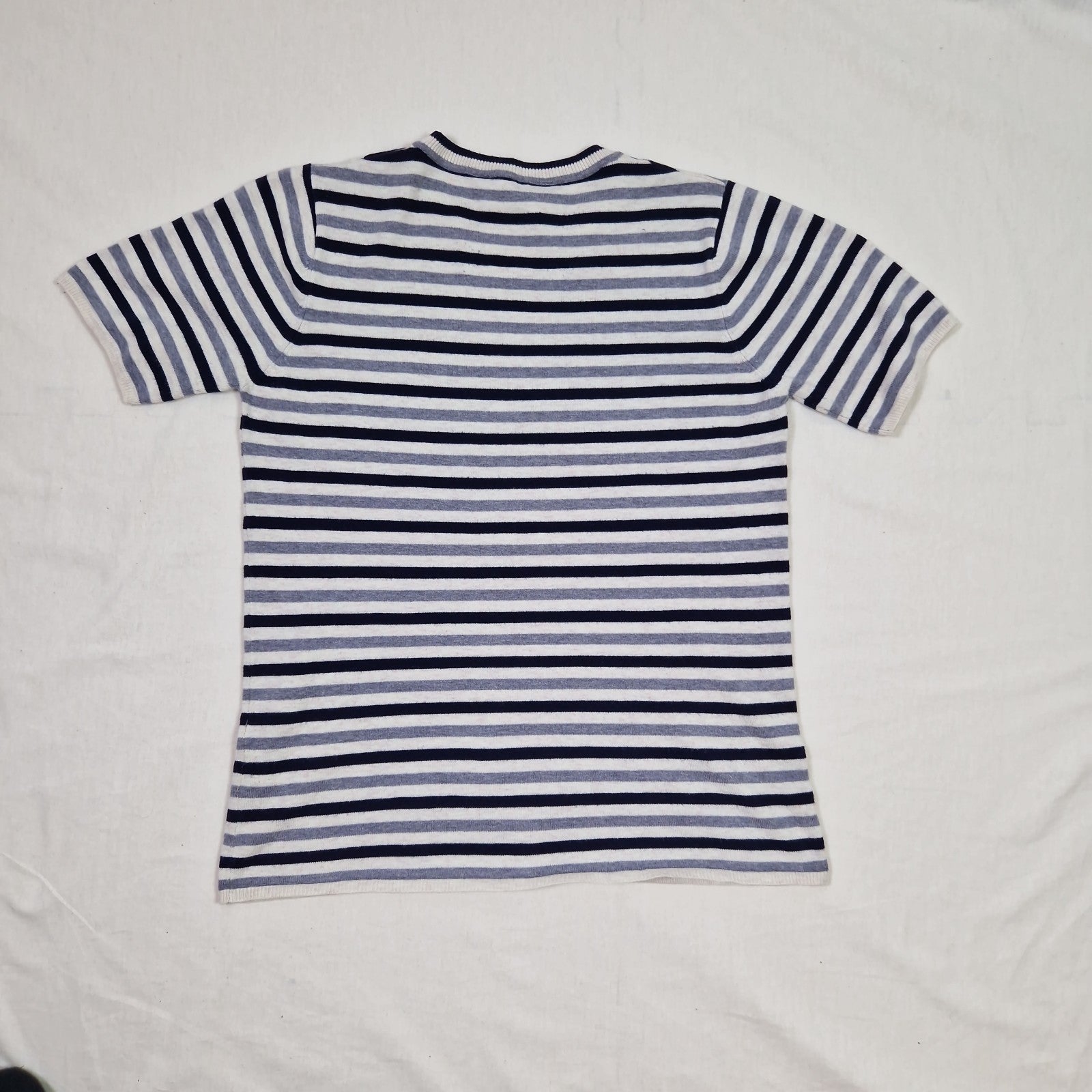 Dorothy Perkins Womens T Shirt striped black white grey cotton UK10