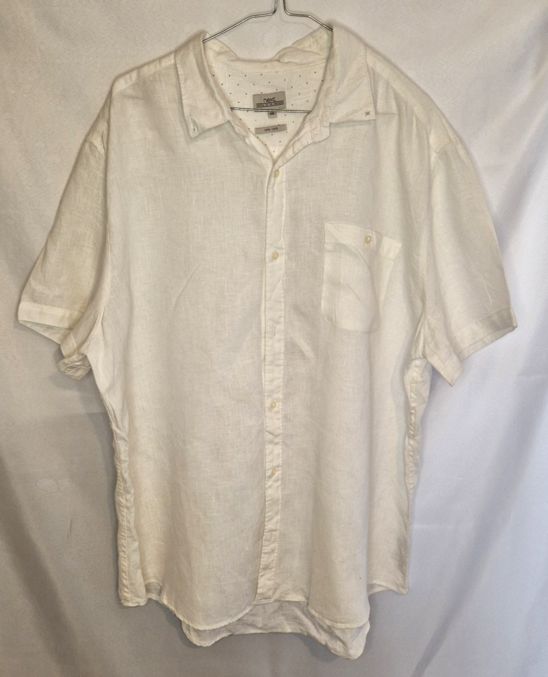 Next Men's Button Down Shirt Floral Cotton White UK 2XL