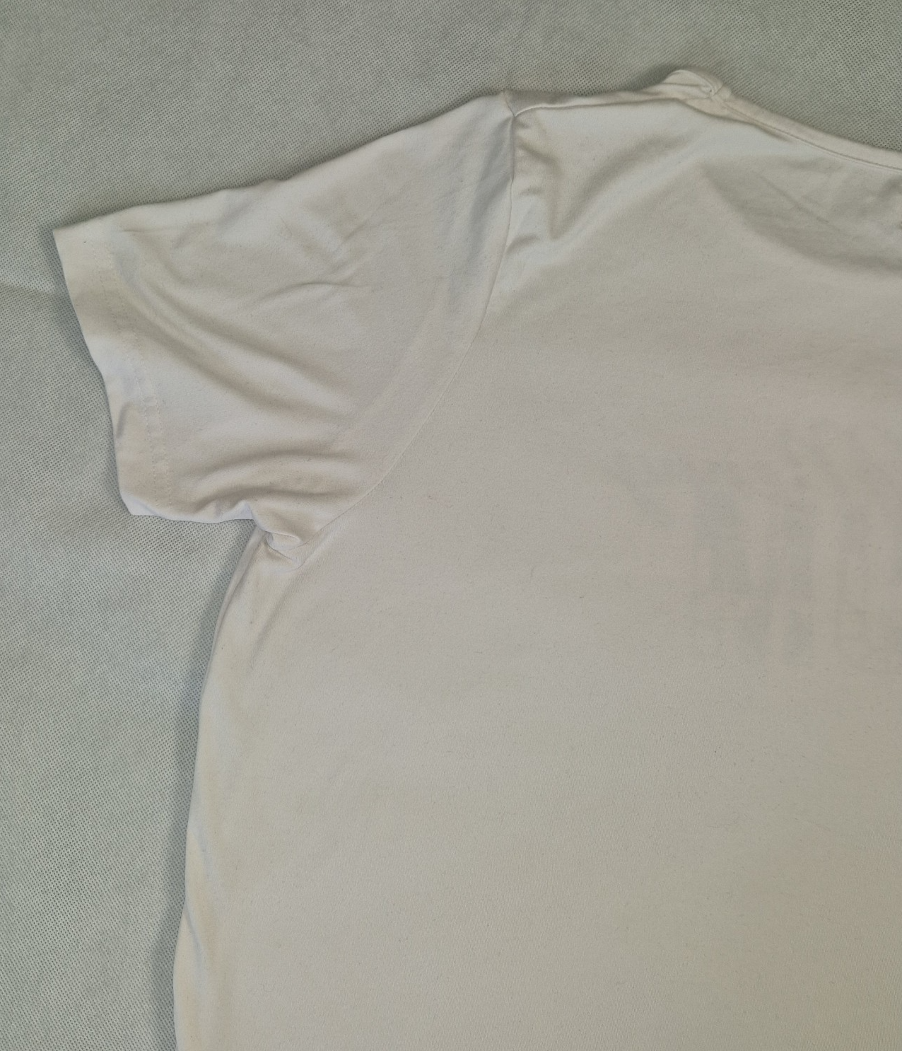 A plain white short-sleeved cotton jersey t-shirt with a round neckline.