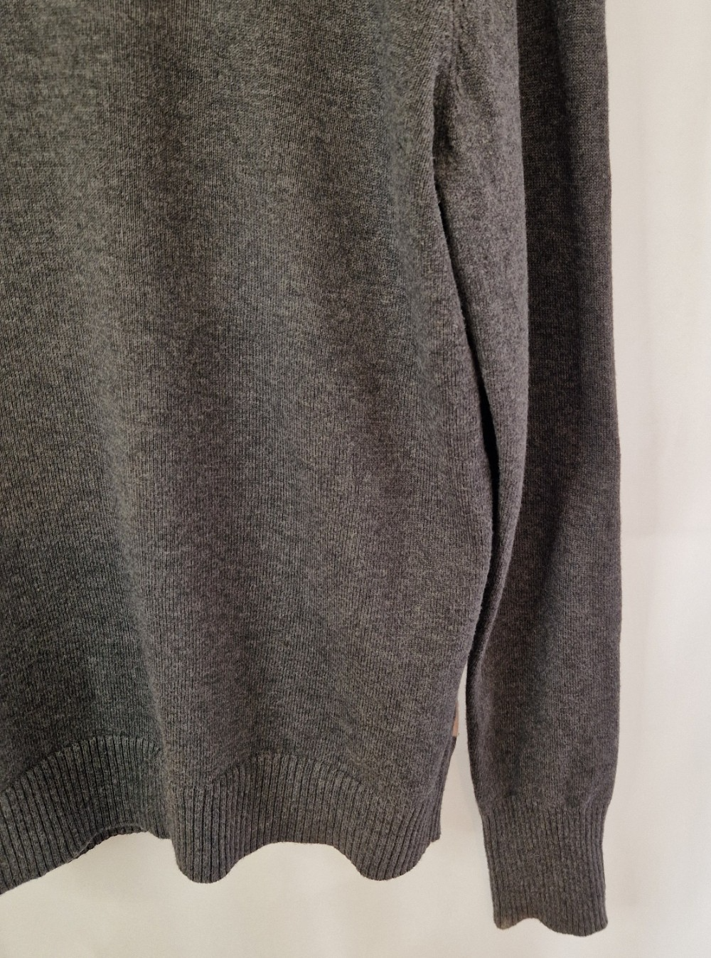 A grey Papaya women's long-sleeved cotton jumper with a subtle heart pattern.