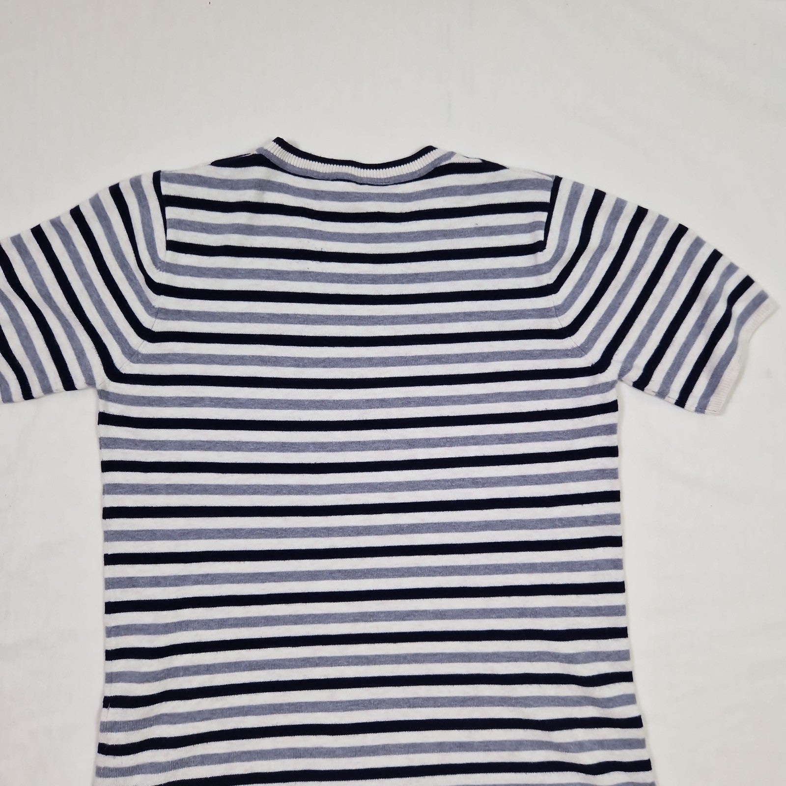 Dorothy Perkins Womens T Shirt striped black white grey cotton UK10