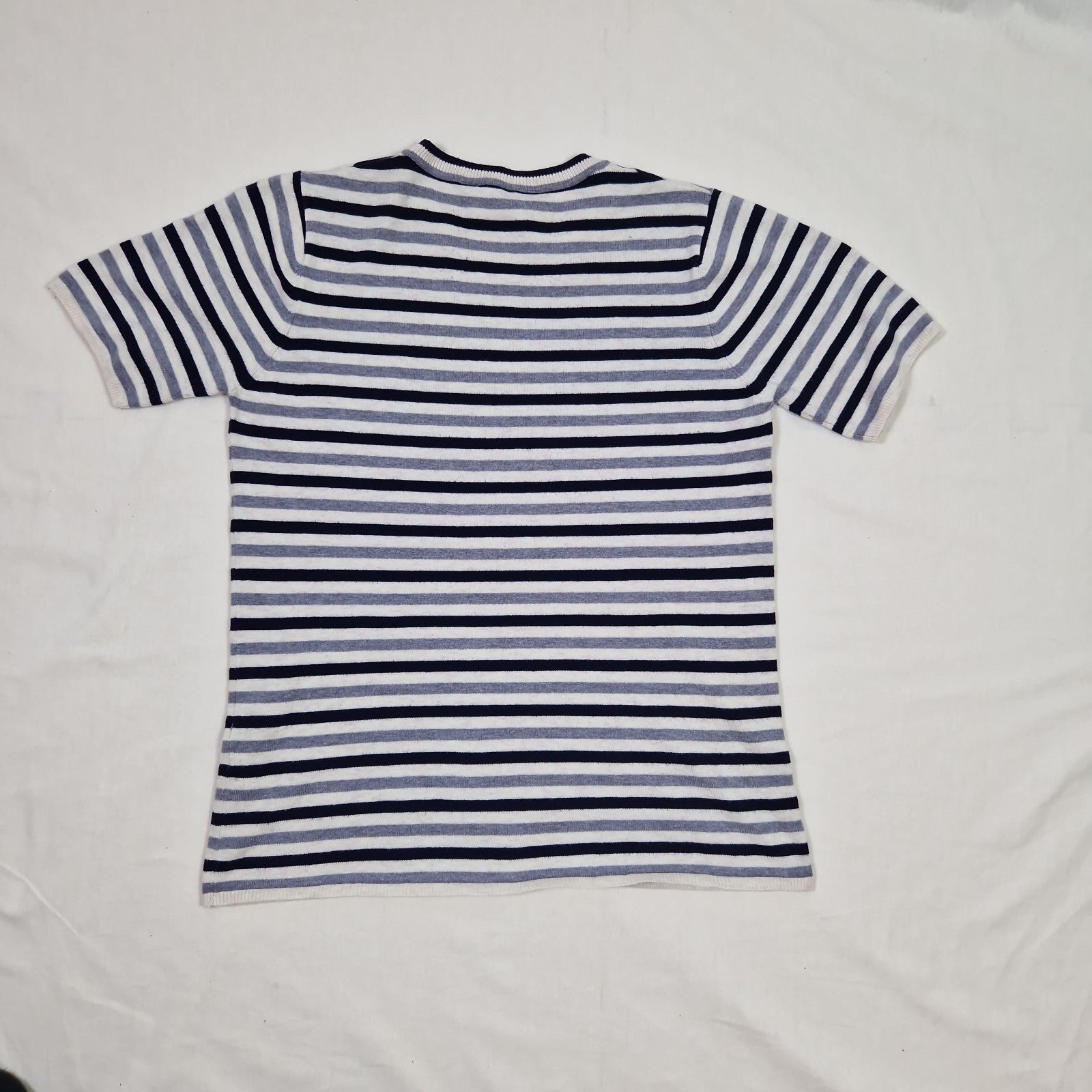 Dorothy Perkins Womens T Shirt striped black white grey cotton UK10
