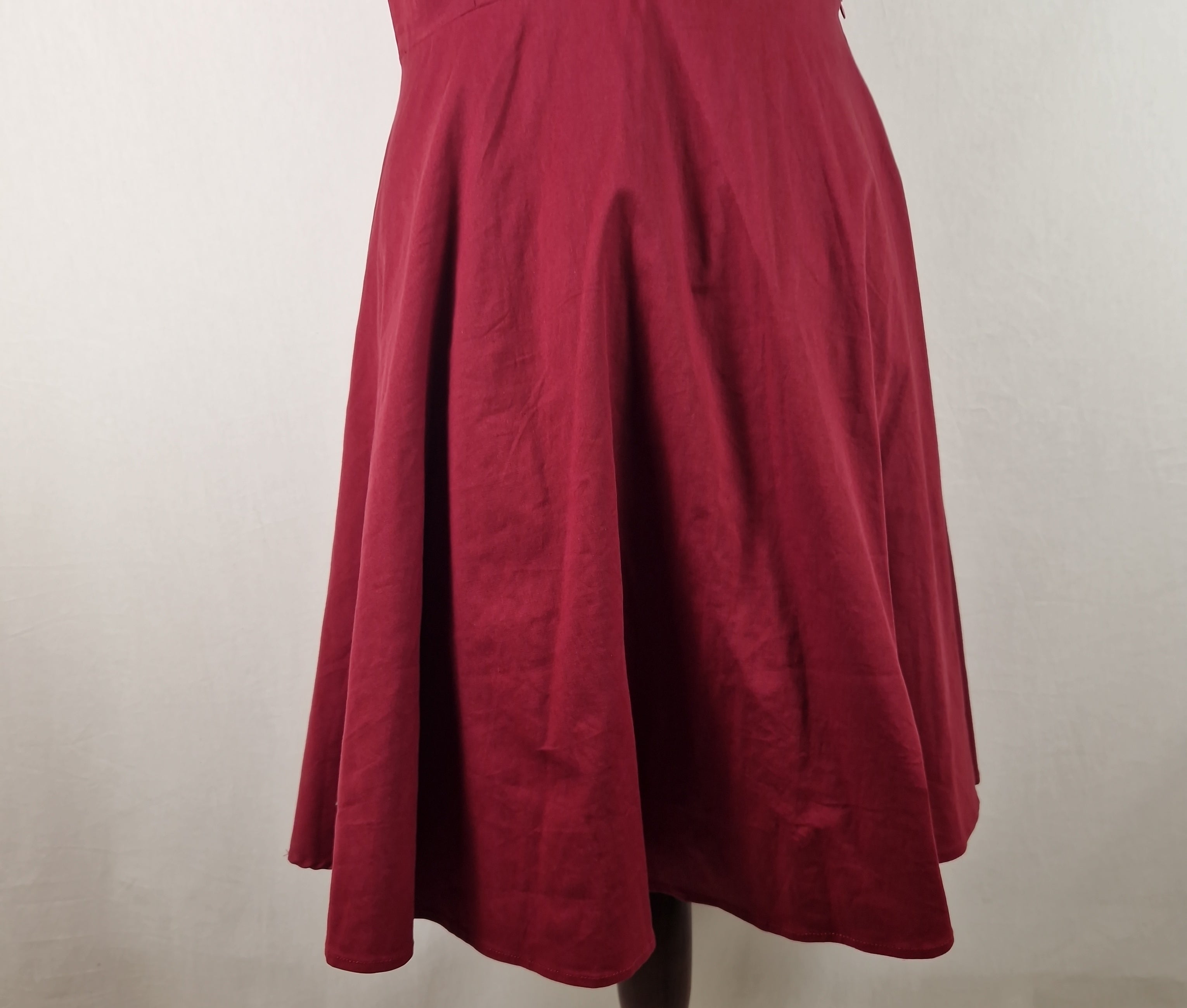 Axoe Womens A Line Midi Dress Sleeveless Cotton Summer Red UK 2XL