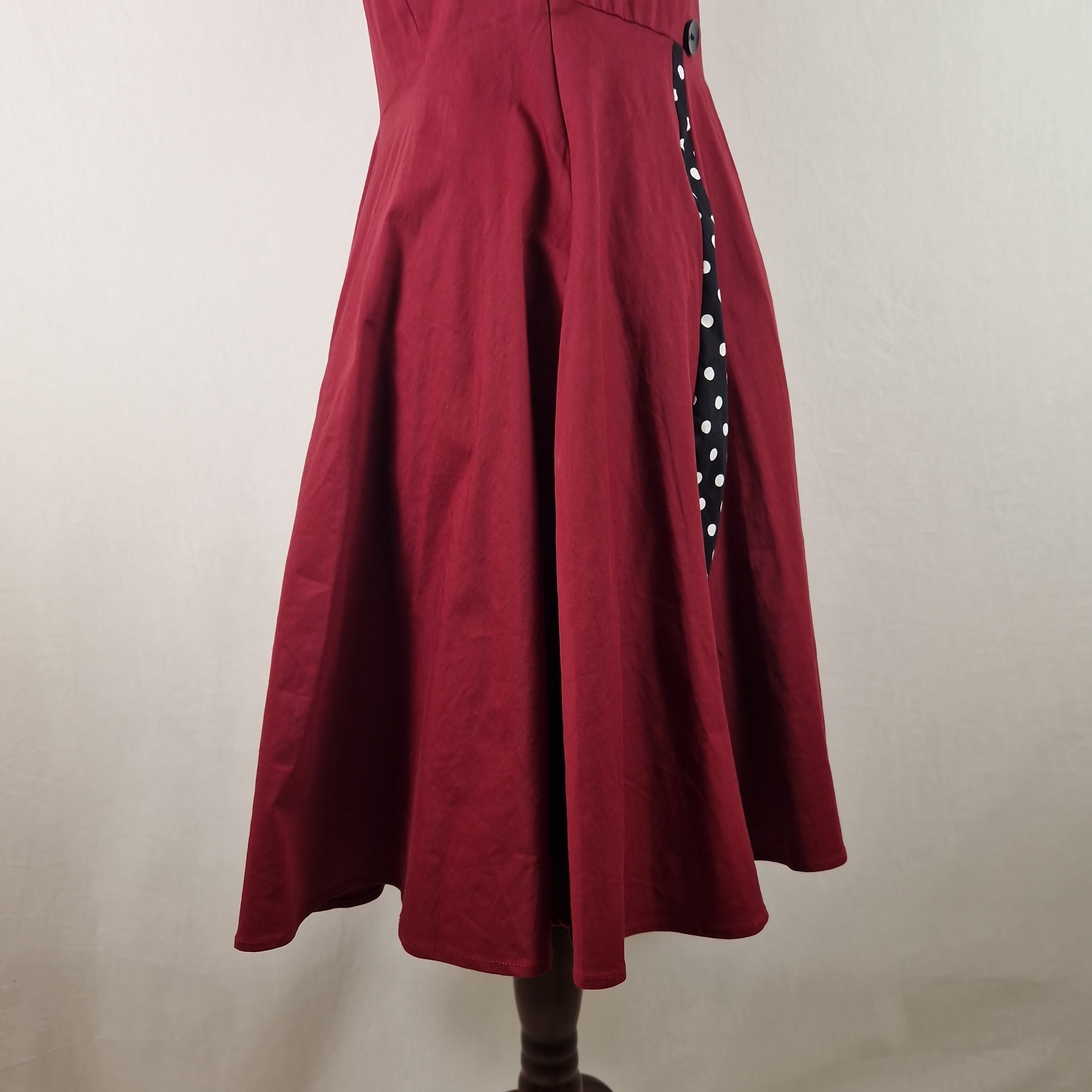 Axoe Womens A Line Midi Dress Sleeveless Cotton Summer Red UK 2XL