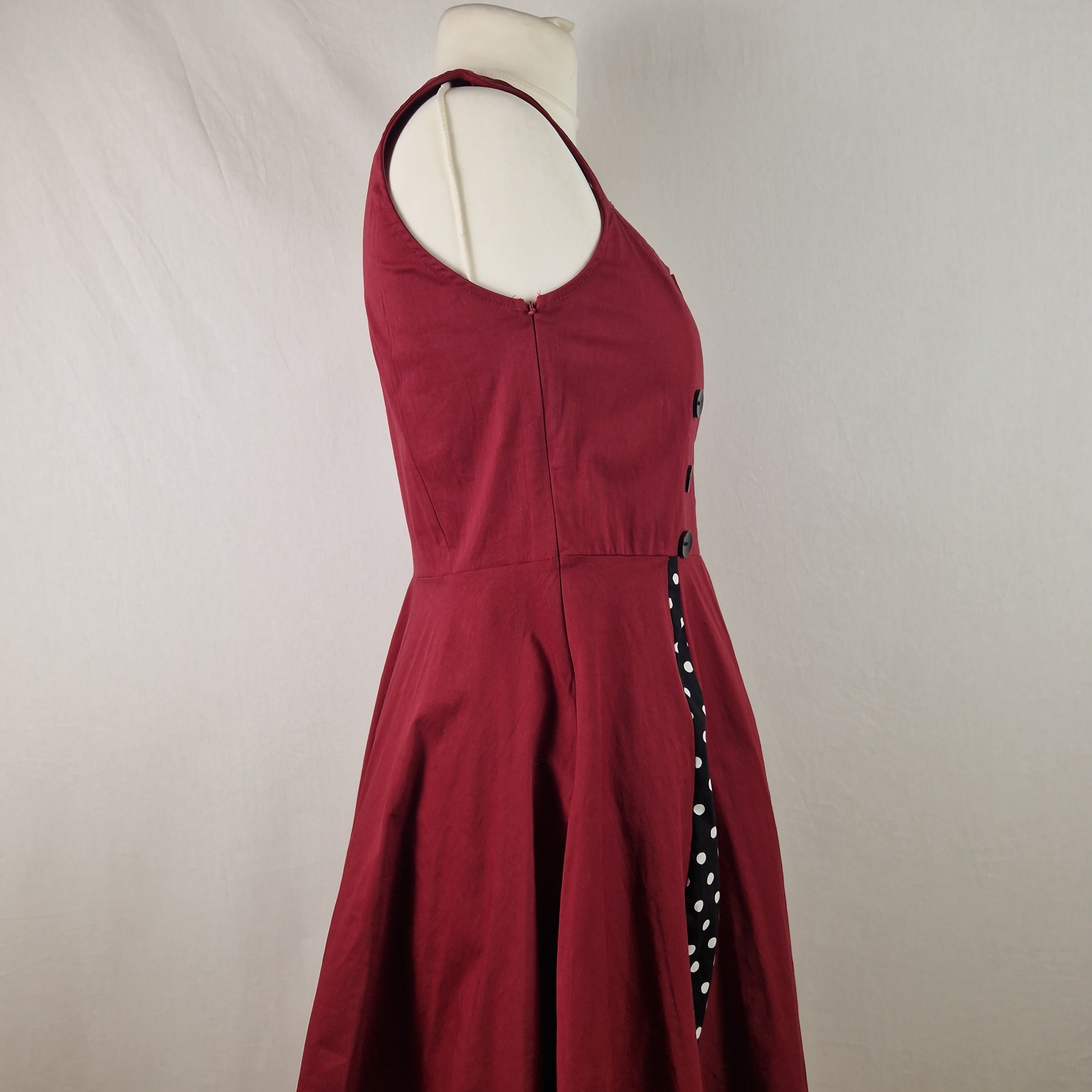 Axoe Womens A Line Midi Dress Sleeveless Cotton Summer Red UK 2XL