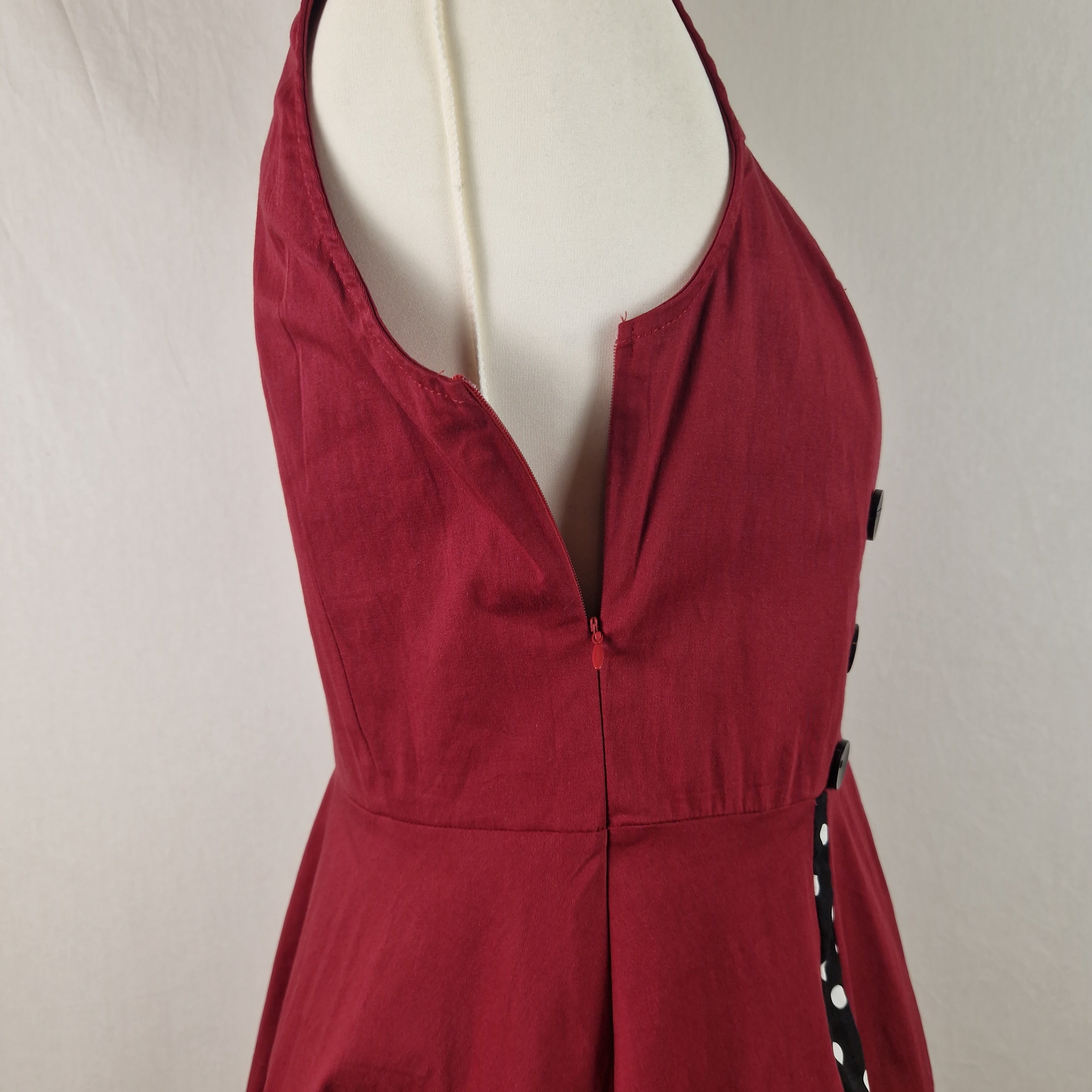 Axoe Womens A Line Midi Dress Sleeveless Cotton Summer Red UK 2XL