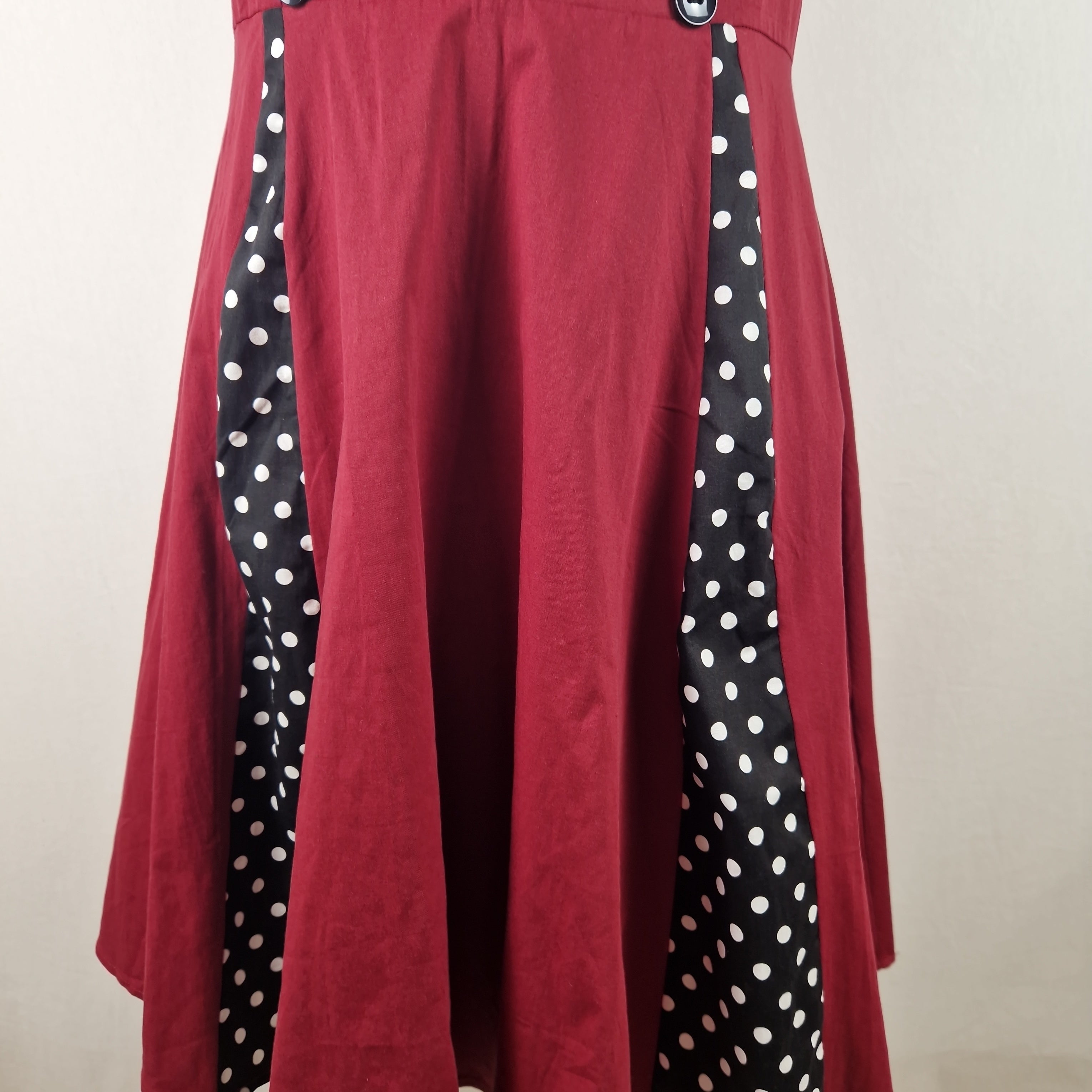 Axoe Womens A Line Midi Dress Sleeveless Cotton Summer Red UK 2XL