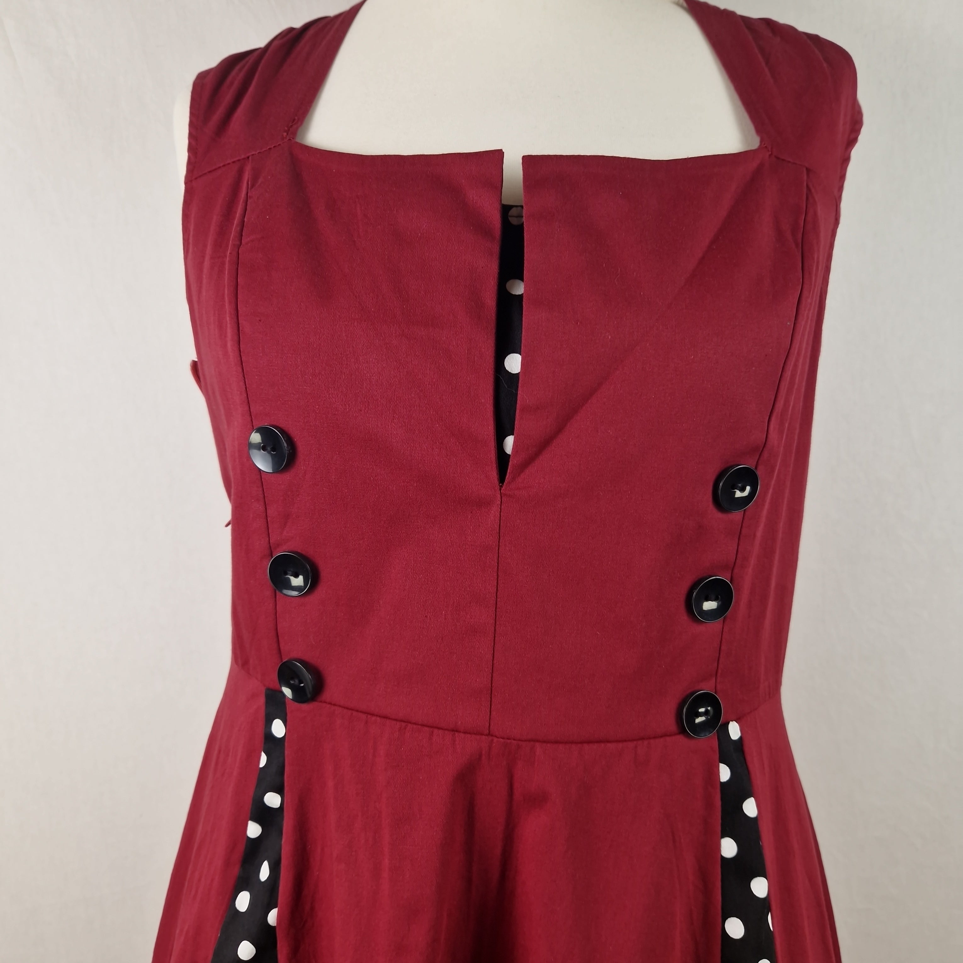 Axoe Womens A Line Midi Dress Sleeveless Cotton Summer Red UK 2XL