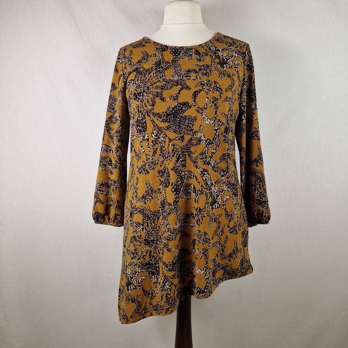 Klass Women's Tunic Top Asymmetric Hem Yellow UK L