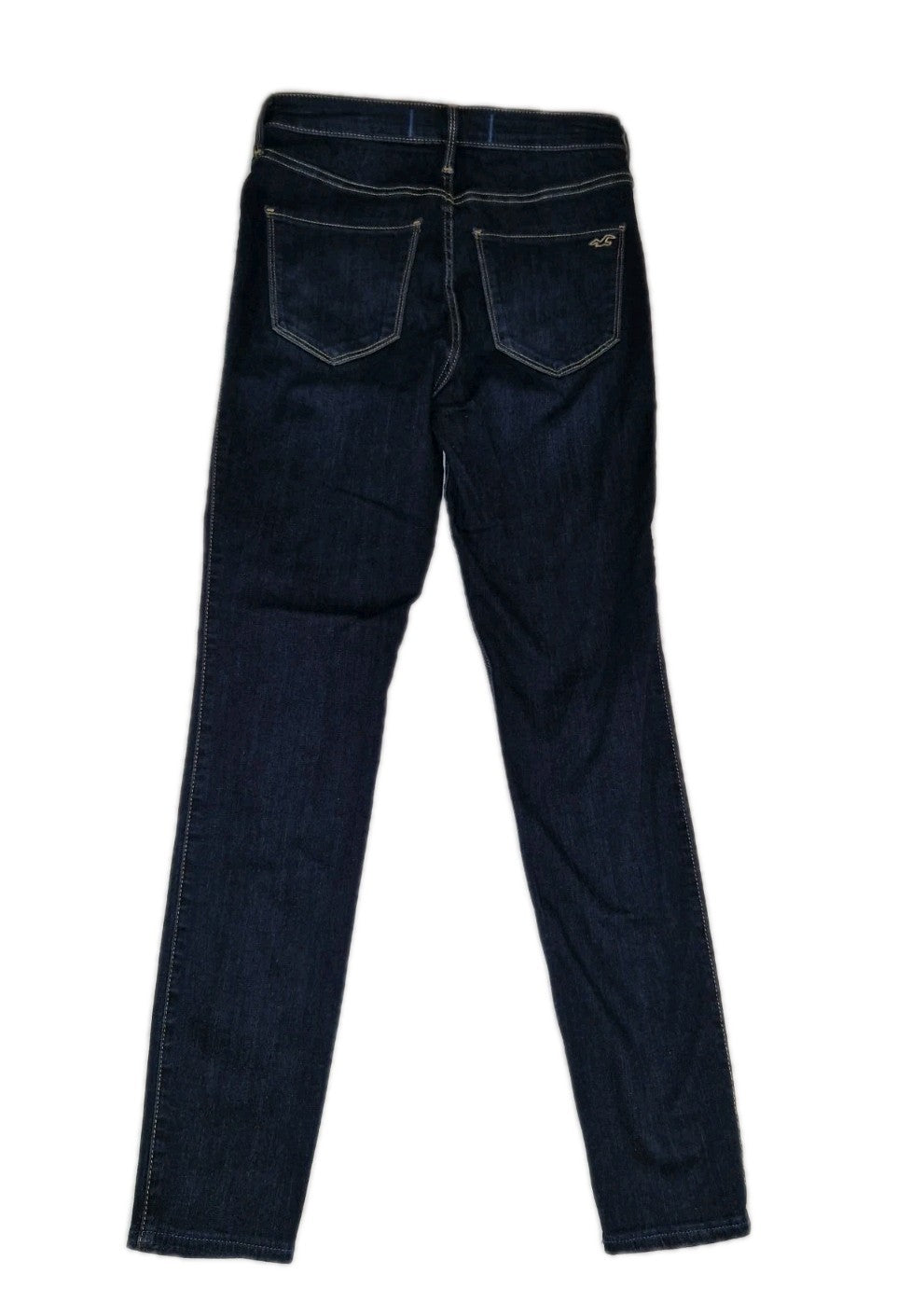 Hollister men's slim fit jeans in a dark blue wash with an ultra high rise.