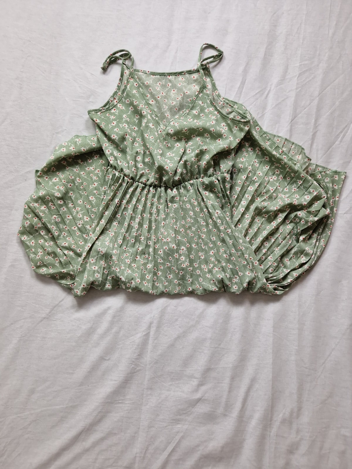 Shein Womens Green Floral A-Line Dress Sleeveless UK 8 Chiffon Polyester