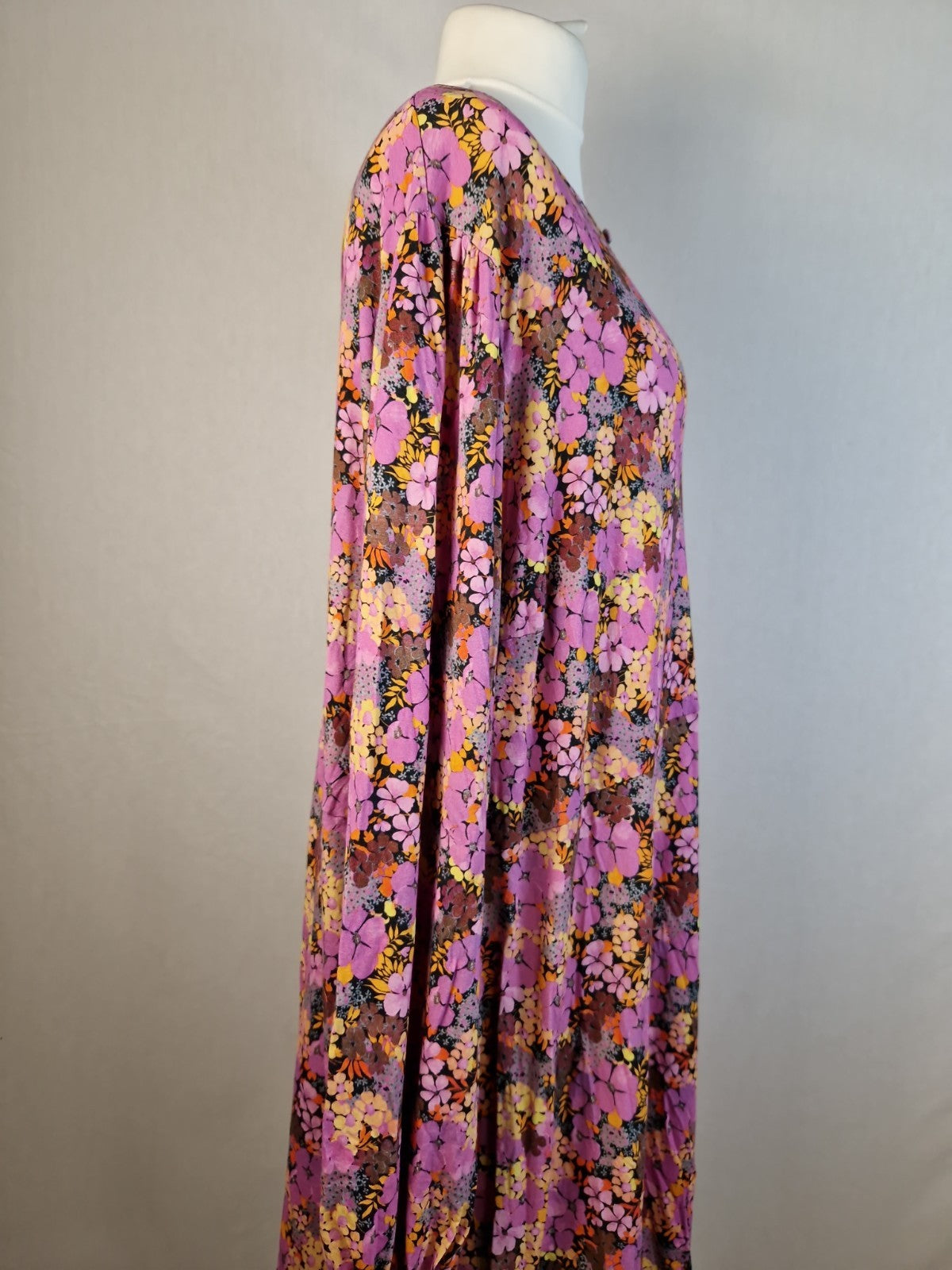ASOS Curve Pink Floral Jersey Fit and Flare Dress UK 30 Viscose Elastane