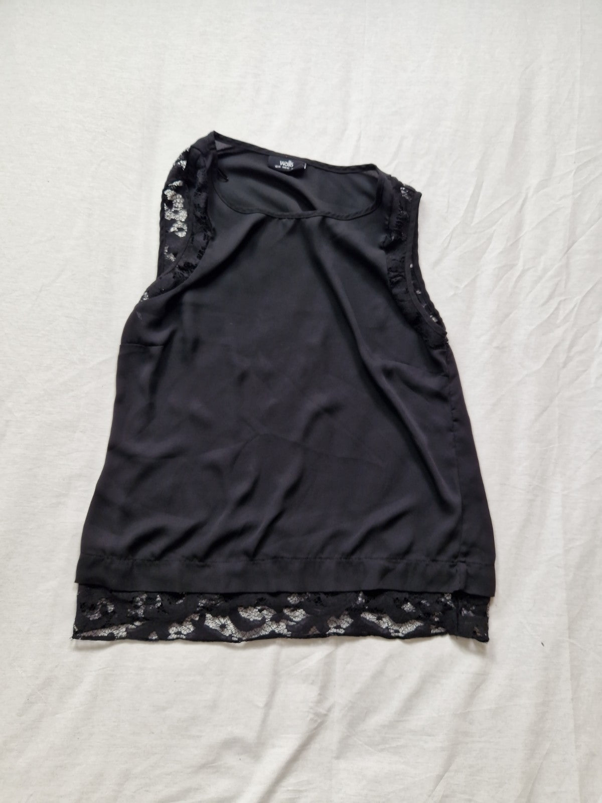 Wallis Womens Top Blouse Jersey Black UK 14
