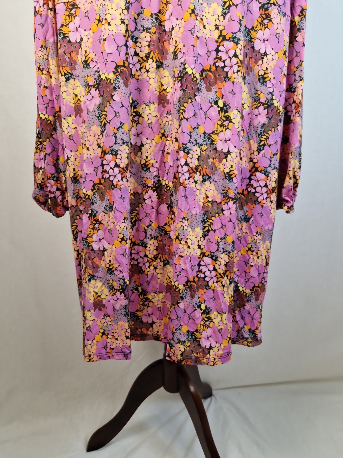 ASOS Curve Pink Floral Jersey Fit and Flare Dress UK 30 Viscose Elastane