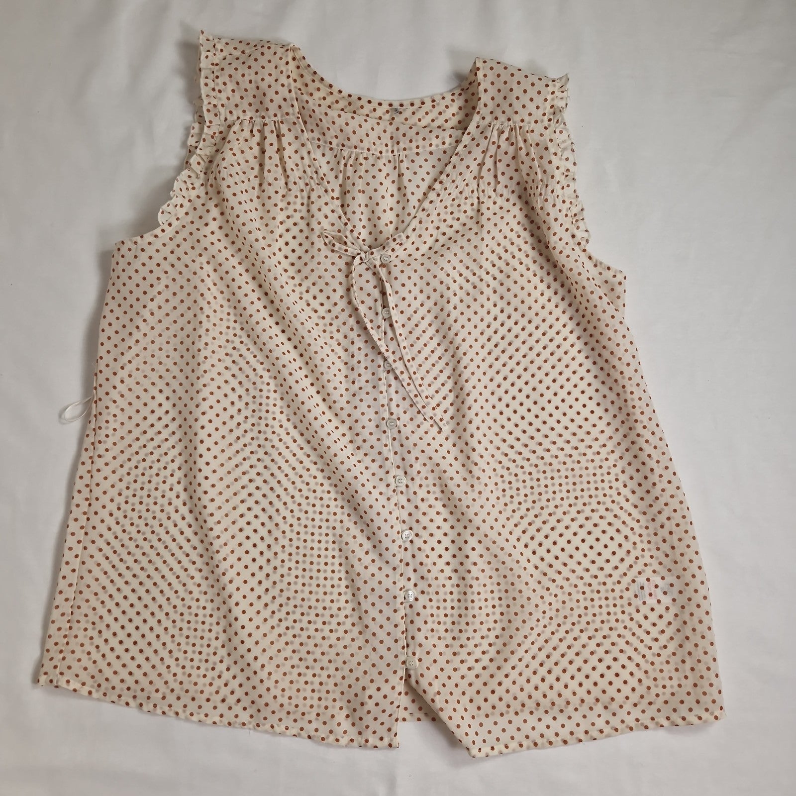 F&F Womens Blouse Top cream brown dots UK 22 India 100% polyester