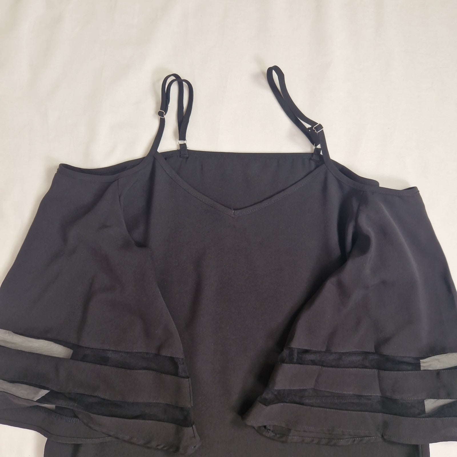 Unbranded Womens Blouse Top Black Tunic UK 14 16
