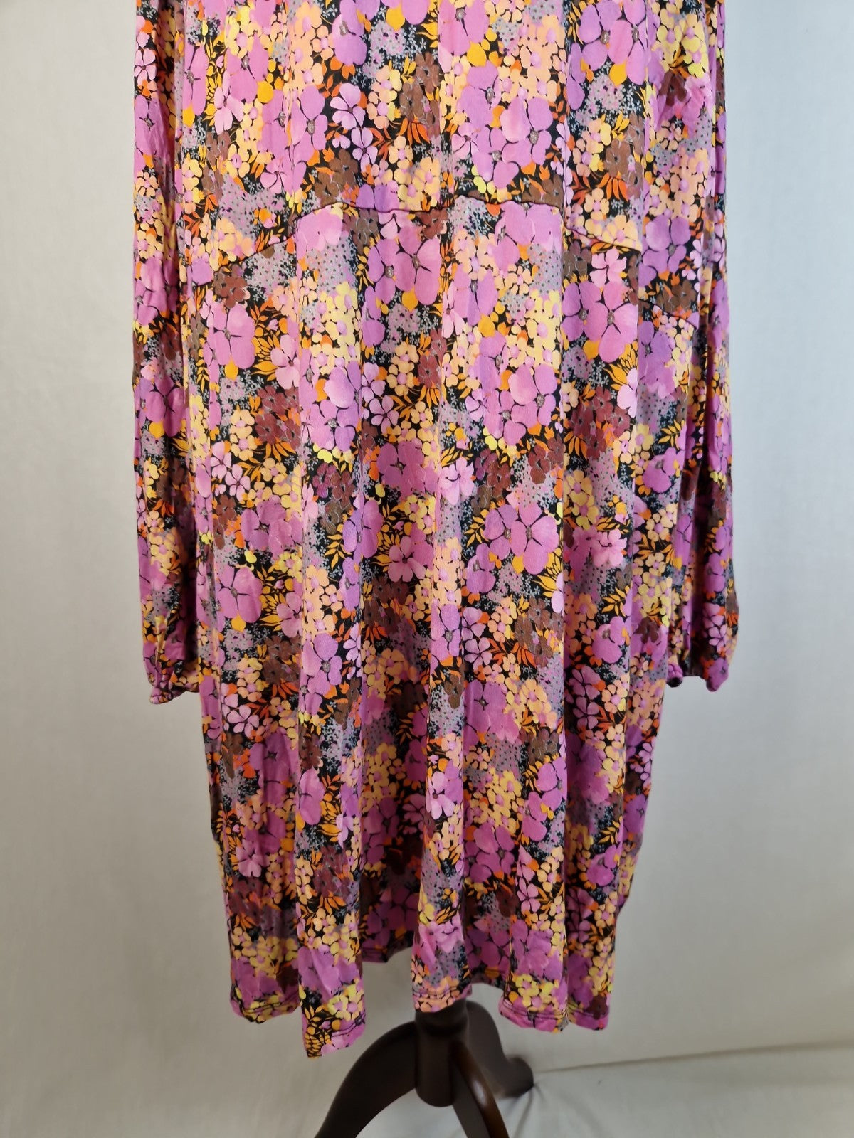 ASOS Curve Pink Floral Jersey Fit and Flare Dress UK 30 Viscose Elastane