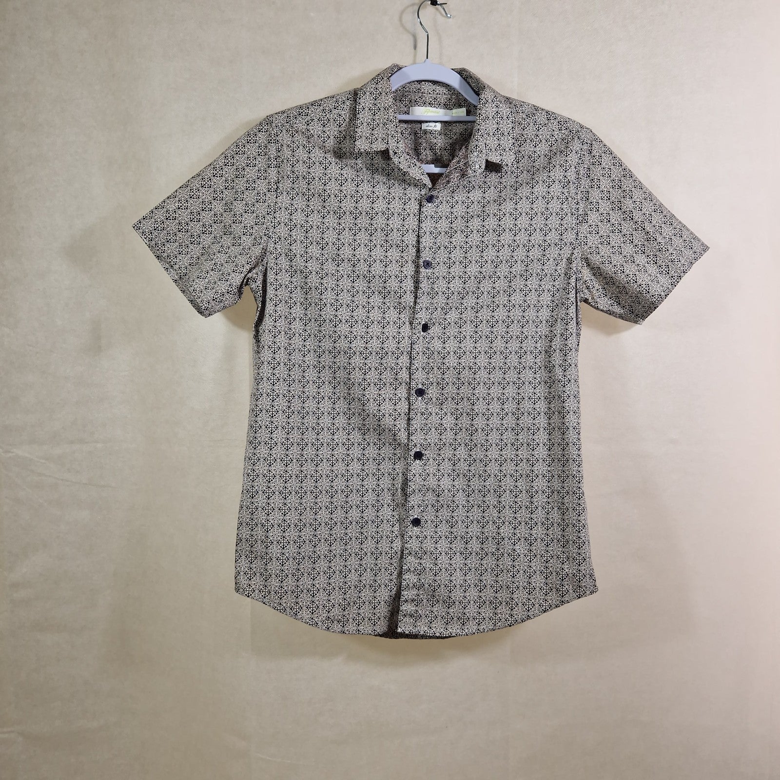 Topman Mens Grey Slim Fit Shirt UK M Short Sleeve Chest 38 40in Casual