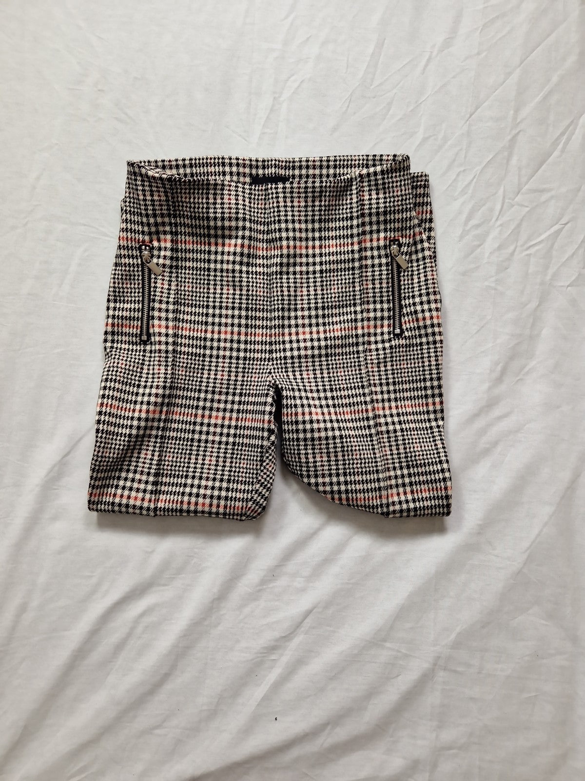 Next Womens Trousers Checked High Rise Stretch Polyester UK 12R W30 L26