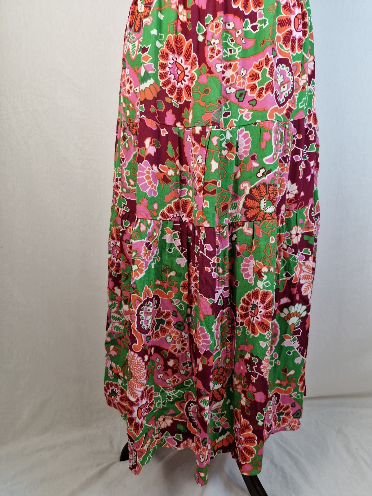 NEXT Pink Floral Viscose Fit and Flare Dress UK 12 Woven Summer Lightweight