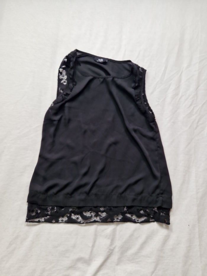 Wallis Womens Top Blouse Jersey Black UK 14