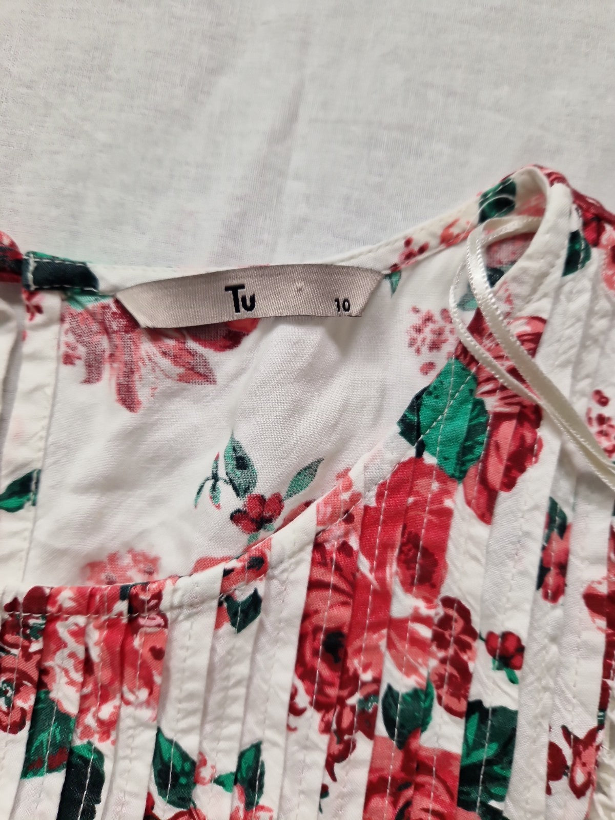 TU Womens Floral Top Blouse Pink Short Sleeve UK 10
