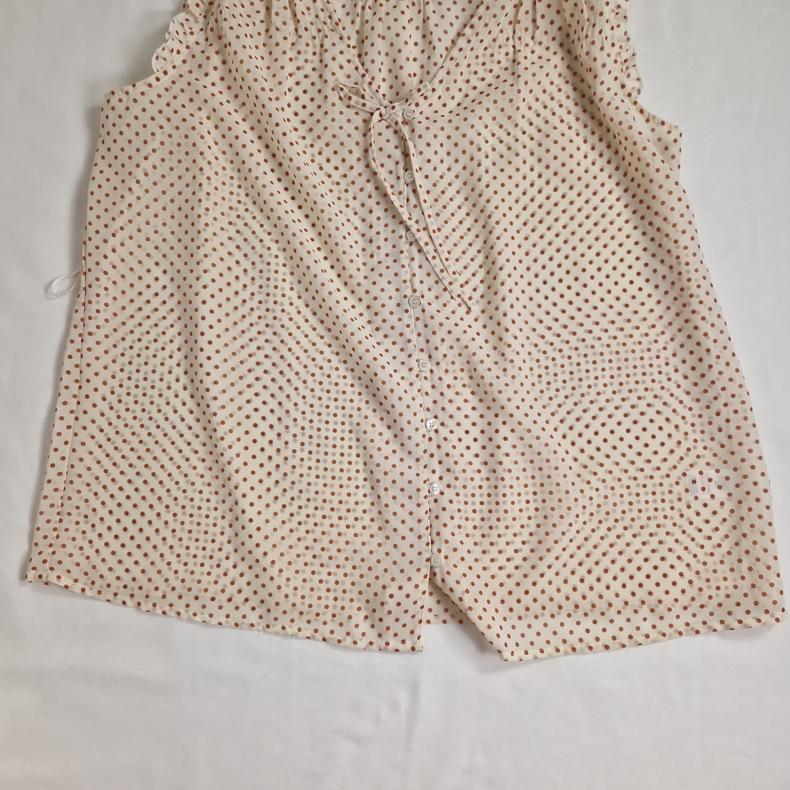 F&F Womens Blouse Top cream brown dots UK 22 India 100% polyester