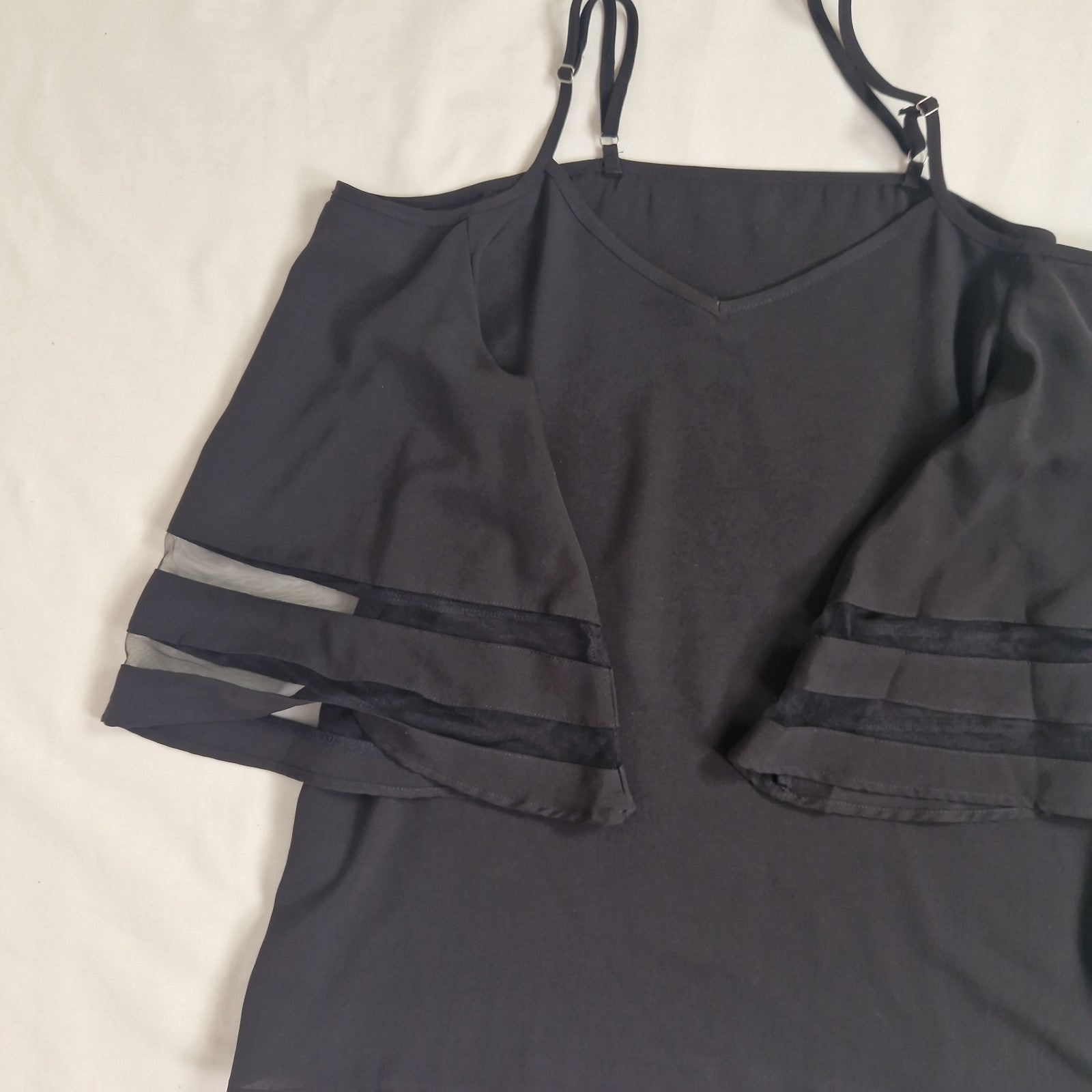 Unbranded Womens Blouse Top Black Tunic UK 14 16