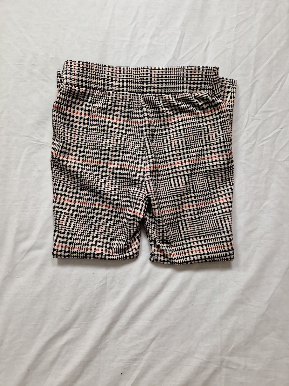 Next Womens Trousers Checked High Rise Stretch Polyester UK 12R W30 L26