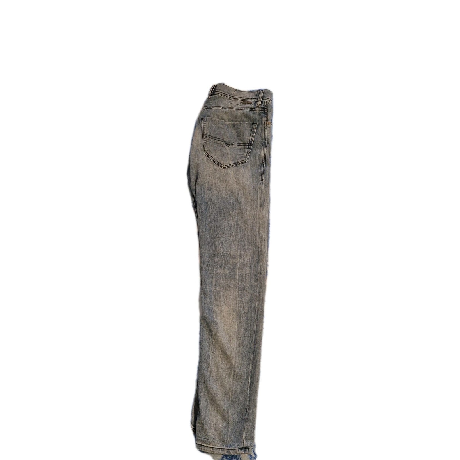 Diesel men's straight fit jeans in a vintage blue wash with a classic five-pocket design.
