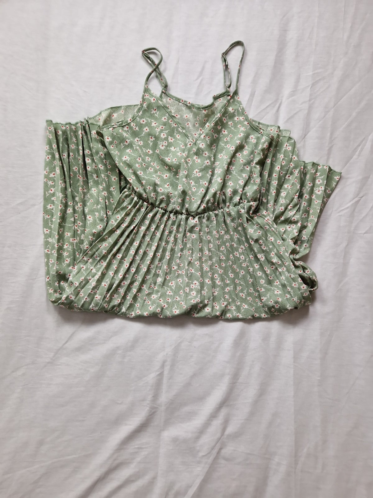 Shein Womens Green Floral A-Line Dress Sleeveless UK 8 Chiffon Polyester