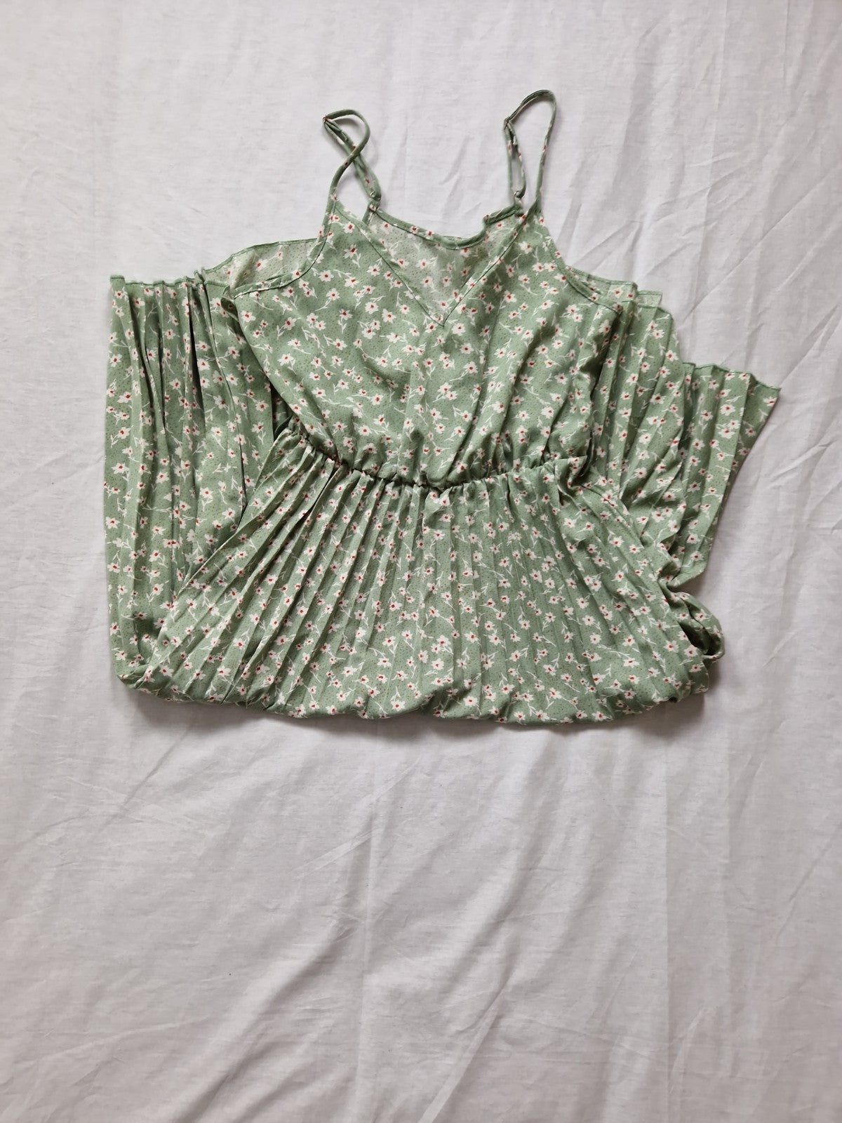 Shein Womens Green Floral A-Line Dress Sleeveless UK 8 Chiffon Polyester