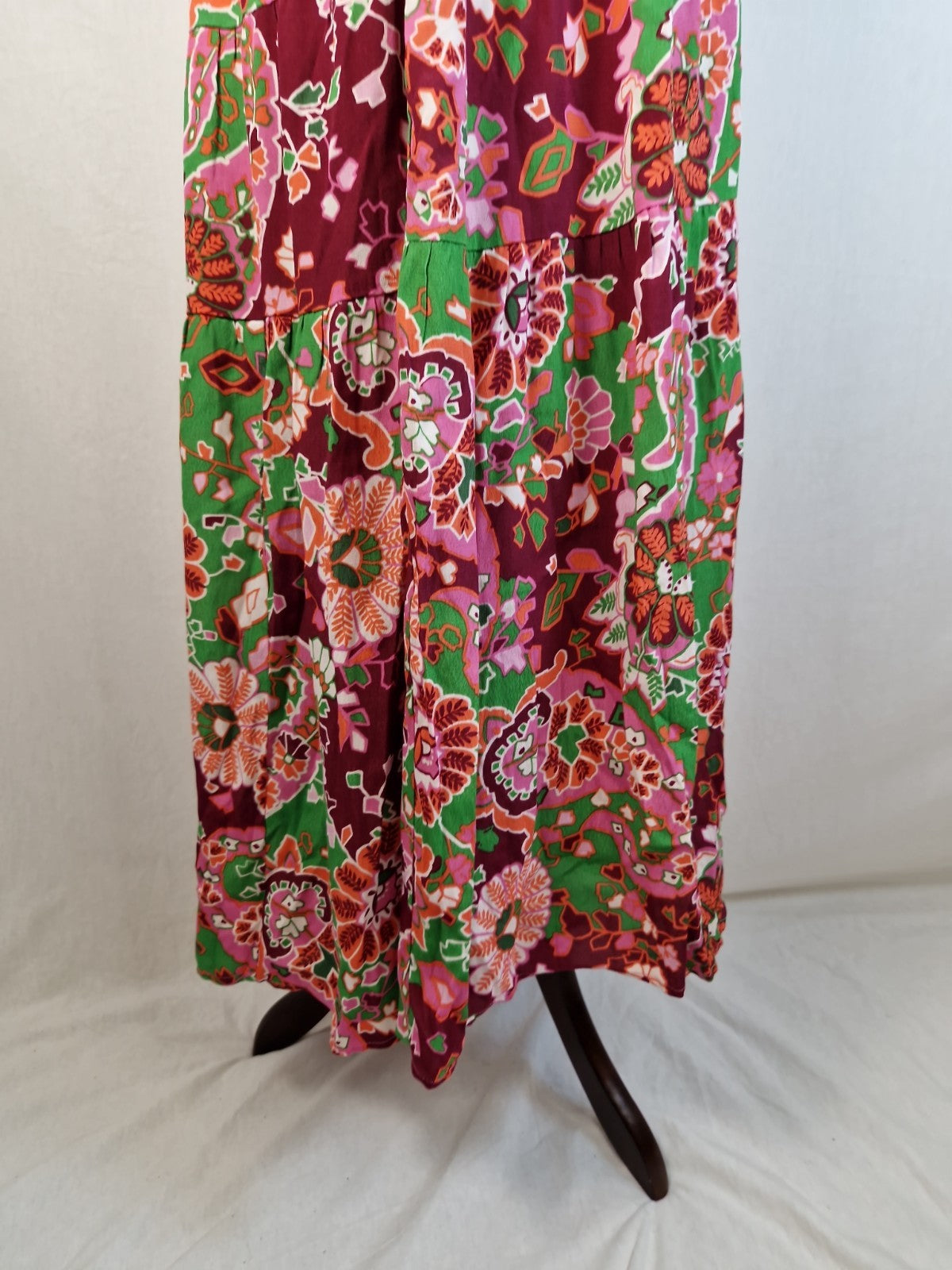 NEXT Pink Floral Viscose Fit and Flare Dress UK 12 Woven Summer Lightweight