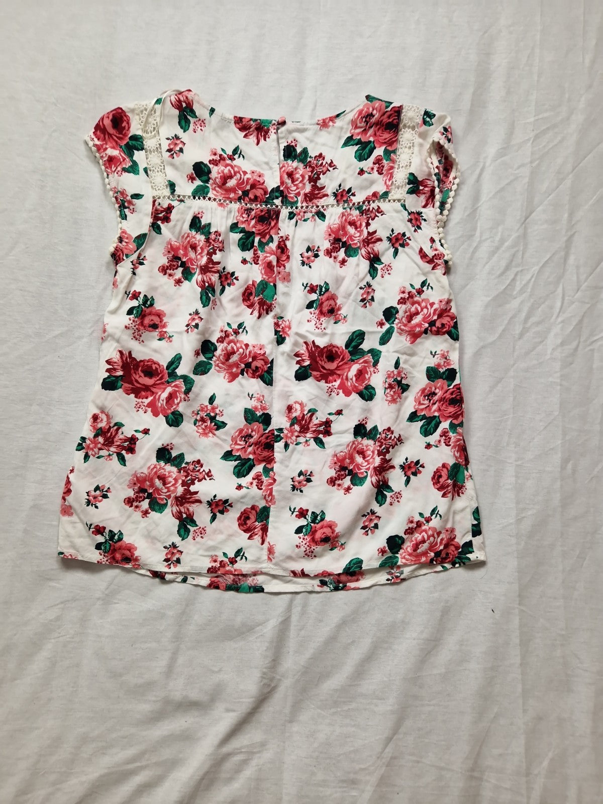TU Womens Floral Top Blouse Pink Short Sleeve UK 10
