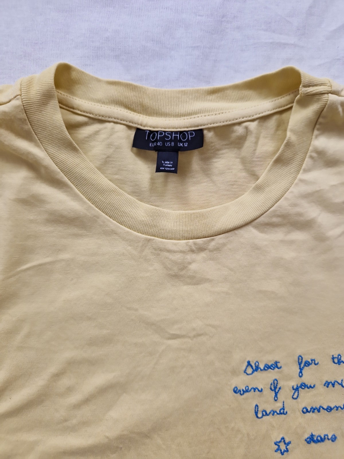 topshop Womens t shirt yellow uk 12