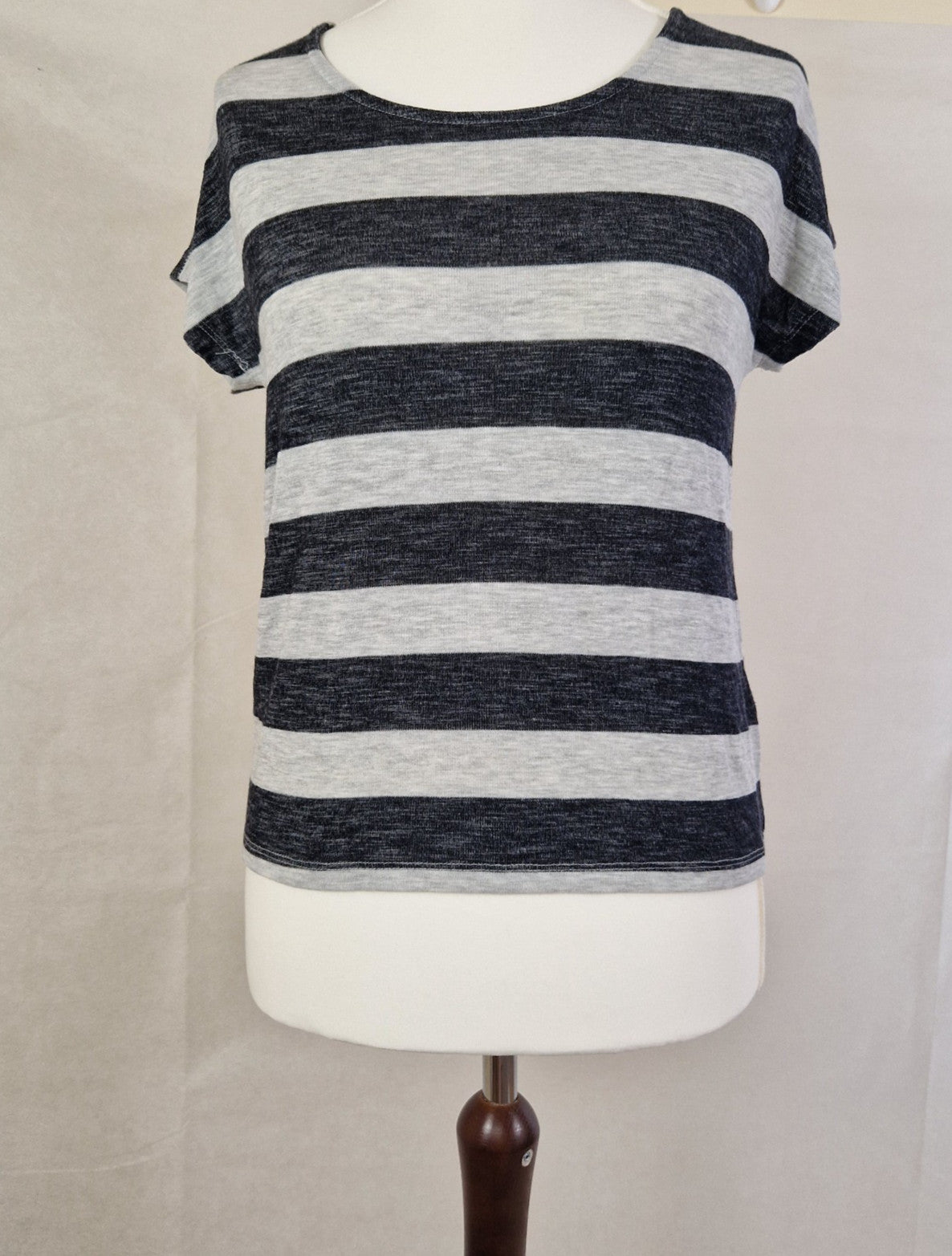 VERO MODA Womens Black Grey Stripe Sleeveless Top UK S Preloved