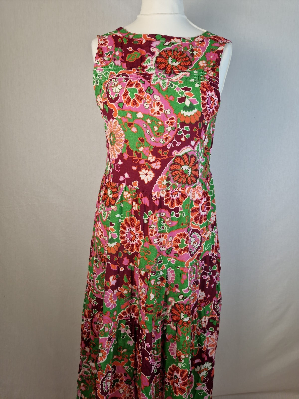 NEXT Pink Floral Viscose Fit and Flare Dress UK 12 Woven Summer Lightweight