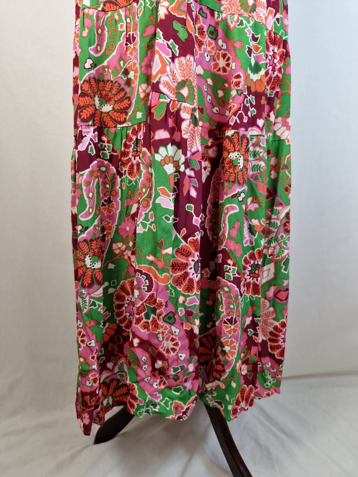 NEXT Pink Floral Viscose Fit and Flare Dress UK 12 Woven Summer Lightweight
