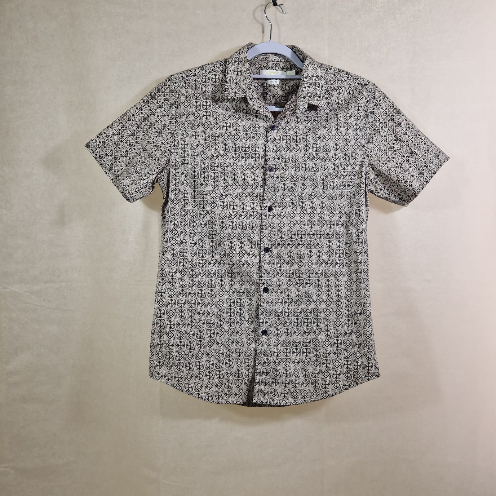 Topman Mens Grey Slim Fit Shirt UK M Short Sleeve Chest 38 40in Casual