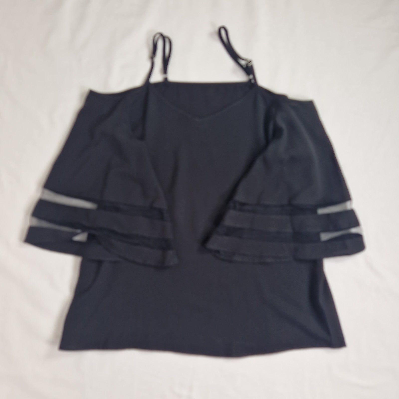 Unbranded Womens Blouse Top Black Tunic UK 14 16