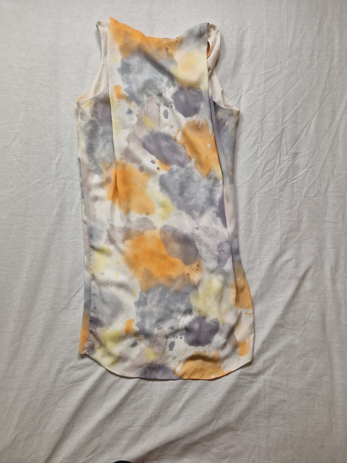DKNYC Womens White Floral Lined Dress Sleeveless V-Neck UK 6 Chiffon Polyester