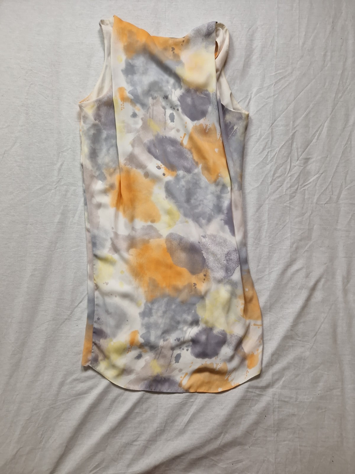 DKNYC Womens White Floral Lined Dress Sleeveless V-Neck UK 6 Chiffon Polyester